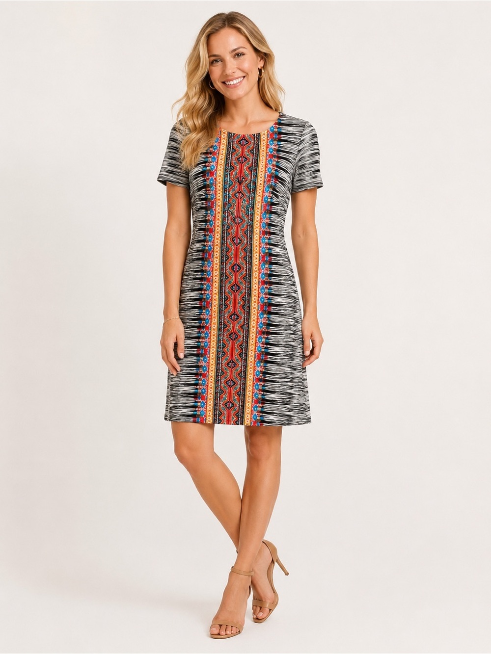 Fifth & Park Dress Size 4 Multicolor Geometric Sheath Dress Stretch